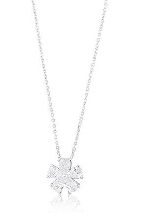 SHYMI Cubic Zirconia Flower Pendant Necklace in Silver at Nordstrom
