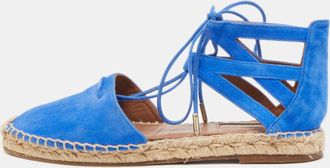 Aquazzura Blue Suede Belgravia Espadrille Flats
