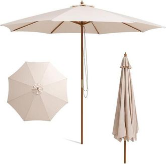 Costway Costway Sombrilla Terraza Exterior 3x3m, 3 Alturas Ajustables, Parasol Jardin Con 8 Varillas De Bamb&uacute;, Poste Desmontable Y Techo Ventilado, Sombrilla 