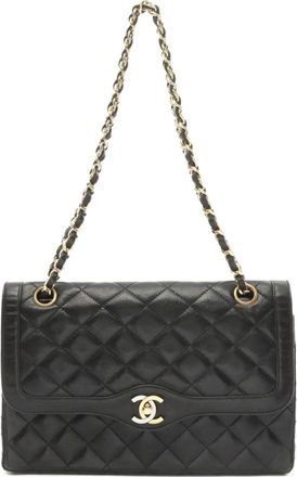 Chanel Borsa a spalla matelassé con battente 1991-1994 - Nero