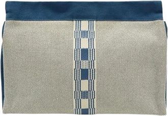 Herm&egrave;s Pre-owned Canvas Clutch - Dames - Vintage Clutch - Blauw - ONE Size - Vintage