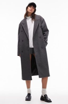Topshop Oversize Double Breasted Coat in Grey at Nordstrom Rack, Size Large