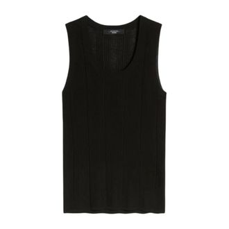 Max Mara Sleeveless Tops, female, Black, Size: L Maglia smanicata in filato di viscosa