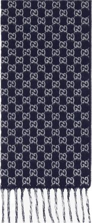 Gucci GG Wool and Cashmere Scarf Navy 852038-4GAKX-4063
