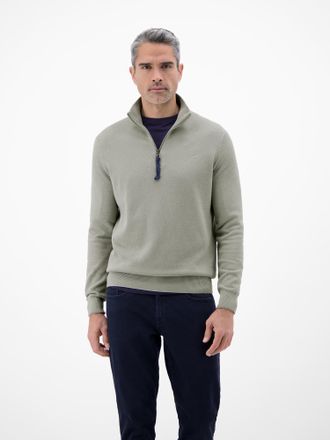 Lerros Sweatshirt LERROS Troyer in Strukturqualit&auml;t, Herren, Gr. XXL, pearl grau, 100% Baumwolle, Sweatshirts Sweatshirt, Herrensweatshirt aus 100% Baumwolle