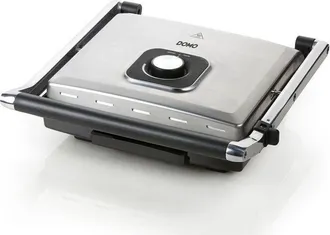 Domo Grill Multifonctions En Acier Inoxydable - Grandes Plaques Teflon - Couvercle Flottant - Thermostat Reglable