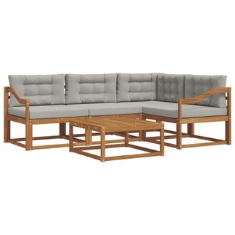 vidaXL Conjunto De Sof&aacute;s De Exterior 5 Pcs Gris Natural Y Claro Vidaxl