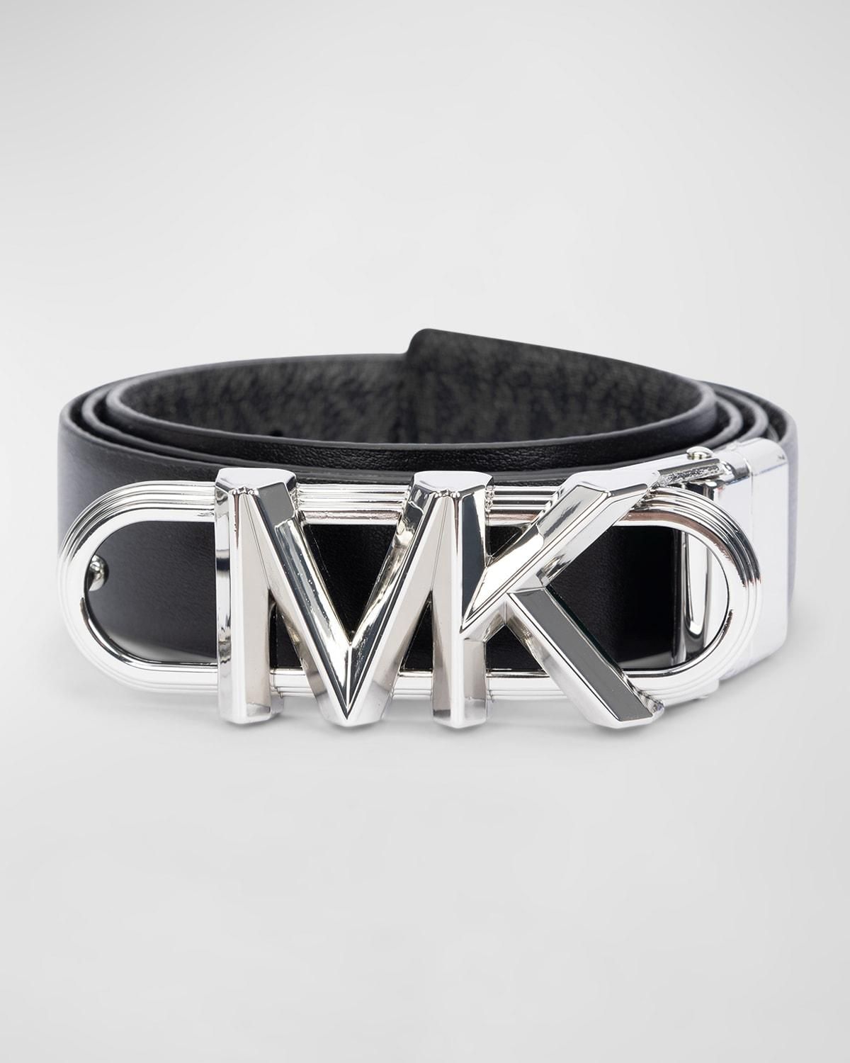 Kors Men's Black And Silver Mk Belt Black Michael Kors Belts