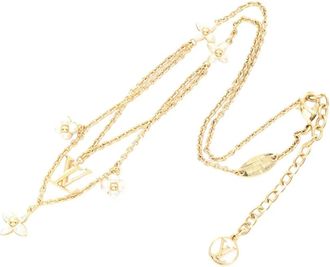 Louis Vuitton Collana LV Floragram placcata oro con perle sintetiche 2023