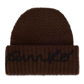 Pinko Beanie met geborduurd logo - Dames - Hoeden - Bruin - ONE Size - Accessoires