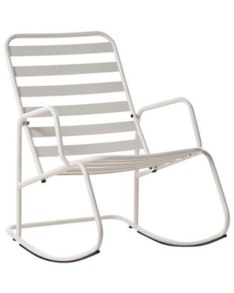 Beliani Mecedora de jard&iacute;n metal blanco crema