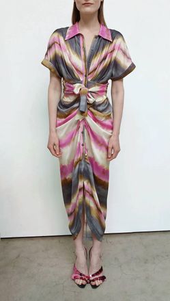 Le Superbe Miko Midi Dress In Shibori Stripe