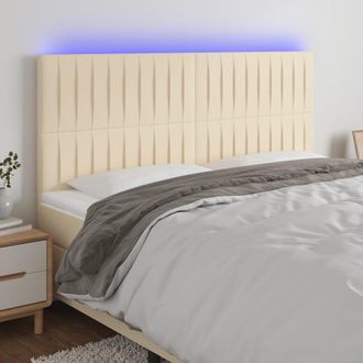 vidaXL Cabecero Con Luces Led Tela Crema 200x5x118/128 Cm Vidaxl