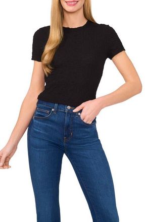 CeCe by Cynthia Steffe Puckered Knit Baby Tee in Rich Black at Nordstrom, Size X-Small