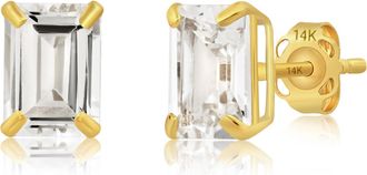 MAX + STONE 14k Yellow Gold Solitaire Emerald-Cut Gemstone Stud Earrings (7x5mm)