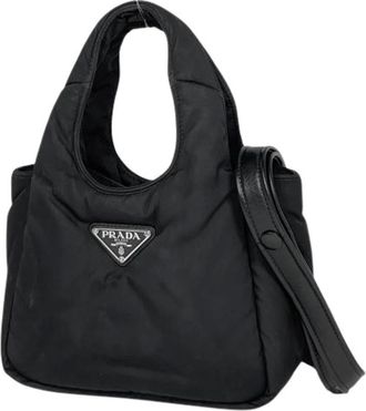 Prada Pre-owned Handbags, female, Black, Size: ONE SIZE Pre-owned Nylon Shoulder Bag