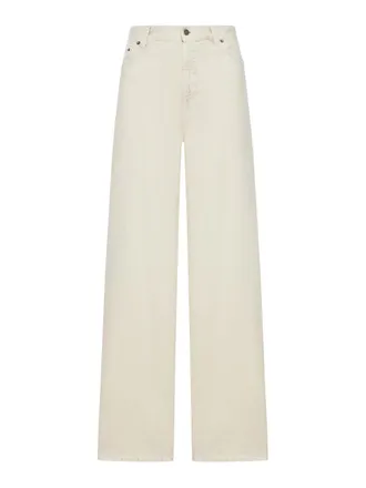 Golden Goose Wide Leg Jeans In Cotton Denim