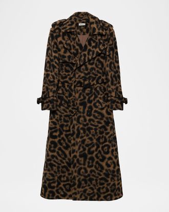 SIMKHAI Rumi Belted Leopard Trench Coat