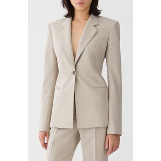 Lafayette 148 New York Stretch Merino Wool Blazer in Sandstone Melange at Nordstrom, Size 10