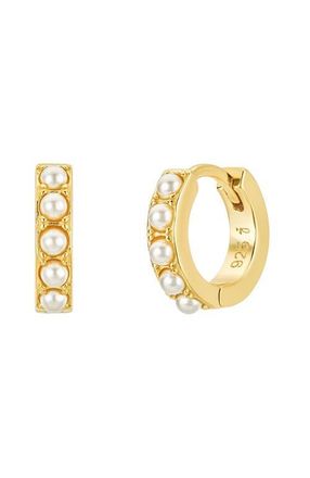 Untamed Petals Pixie Huggie Hoops in Pearl at Nordstrom