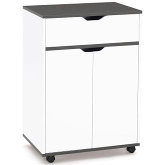 IDMarket Credenza Cosy Con Cassetto In Legno Bianco E Ripiani Grigi L.60 Cm