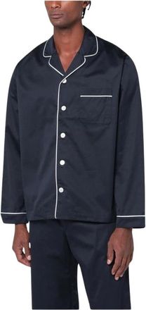 Tekla Premium Katoenen Shirt met Lange Mouwen - Heren - Pyjama - Blauw - L - Katoen - Nachtkleding