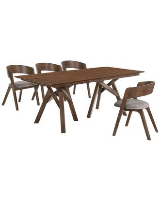Armen Living Cortina And Jackie 5Pc Walnut Rectangular Dining Set