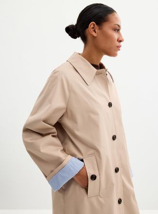 Contemporaine Womens Striped-lining shirt-collar mid-length trench coat