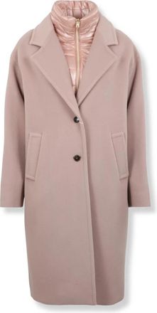 Herno Velours Wollen Stof en Nylon Ultralichte Jas - Dames - Mantel - Roze - XS - Wol - Jassen