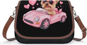 Generic Yorkshire Terrier Sports Car Crossbody Bags for Women Shoulder Messenger Bag Purse Handbags
