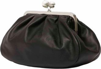 Max Mara Womens Clutch Bag Cubico Black Leather Handbags Hand