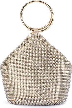 Olga Berg Ellie Crystal Mesh Bag in Champagne at Nordstrom