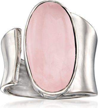 Ross-Simons Oval Rose Quartz Wrap Ring in Sterling Silver