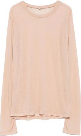 BASERANGE Tops, Dames, Beige, S, Beige Ronde Hals Sweater