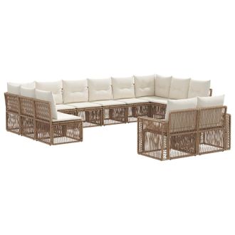 vidaXL Conjunto De Sof&aacute;s De Jard&iacute;n 12 Pcs Beige Y Blanco Crema Vidaxl
