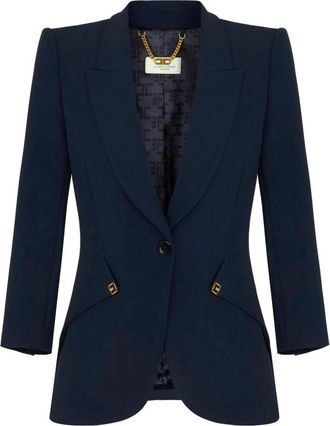 Elisabetta Franchi Giacca in cr&ecirc;pe satin - - Jackets - Donna - Blu - L