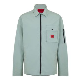 HUGO BOSS Hugo Heren Logo Katoenen Overshirt (Lichtgroen)