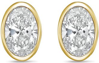 Diana M. Jewels 14Kt Yellow Gold 3.00 cts Lab Grown Oval Diamond Bezel Studs