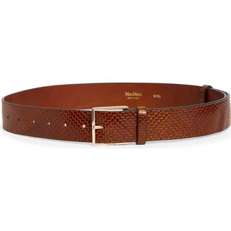 Max Mara Mxatrine Leather Belt in Tobacco at Nordstrom, Size Medium