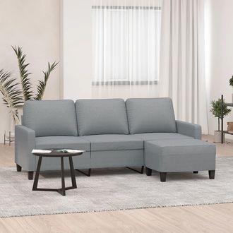vidaXL Vidaxl - Sof&aacute; De 3 Plazas Con Taburete De Tela Gris Claro 180 Cm