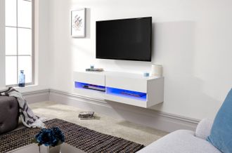 GFW Galicia 120cm Wall TV Unit with LED in White