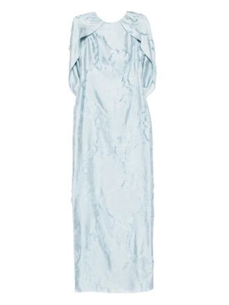 Amsale floral-jacquard dress - Blue