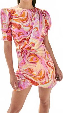 AIIFOS Stephanie Silk Satin Mini Dress In Pink Marble