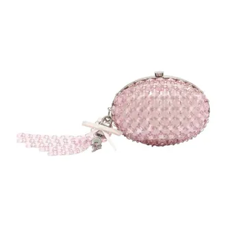 Self Portrait Tassen, Dames, Roze, ONE Size, Polyester, Ovale Kristallen Ketting Clutch Tas