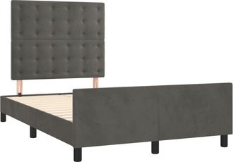 vidaXL Vidaxl - Estructura De Cama Sin Colch&oacute;n Terciopelo Gris Oscuro 120x190cm