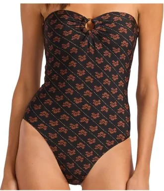Seafolly Batik Bloom Bandeau One Piece Badeanzug f&uuml;r Damen | schwarz