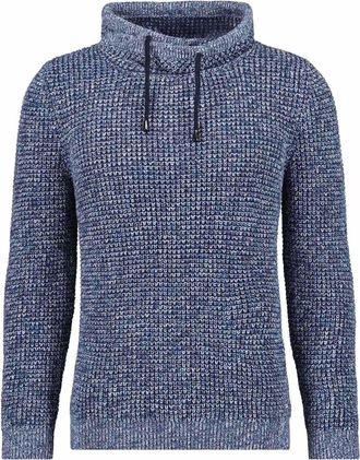 Ragman Rollkragenpullover RAGMAN, Herren, Gr. 52, blau (blau gemustert, 980), Strick, 100% Baumwolle, ohne Ausschnitt, Pullover Rollkragenpullover