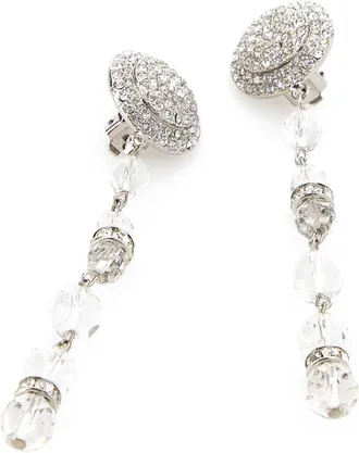 Alessandra Rich Womens Embellished Metal Earrings Crysilver Brass Glass