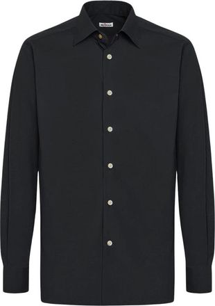 Kiton Katoenen Overhemd - Heren - Casual Overhemden - Zwart - 2XL - Katoen - Overhemden