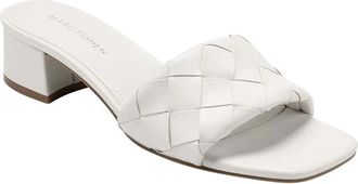 Marc Fisher Casper Sandals White Faux Leather Block Heel ZAP1049